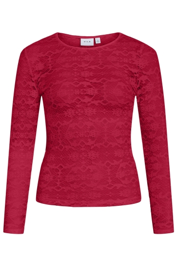 Vila VIVELINA L/S LACE TOP 14112677 JESTER RED