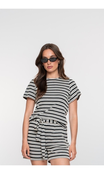 GESTRUCTUREERD T SHIRT 52420 20 Navy/White