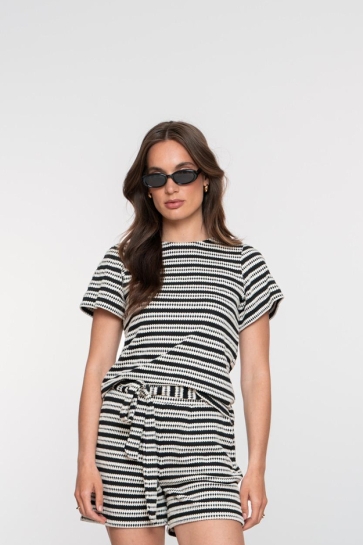 Geisha T-shirt GESTRUCTUREERD T SHIRT 52420 20 Navy/White