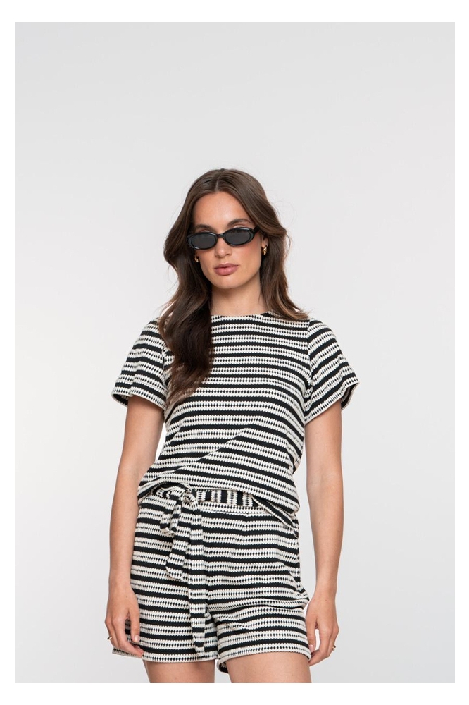 Geisha blauwe dames t-shirt | Model vooraanzicht