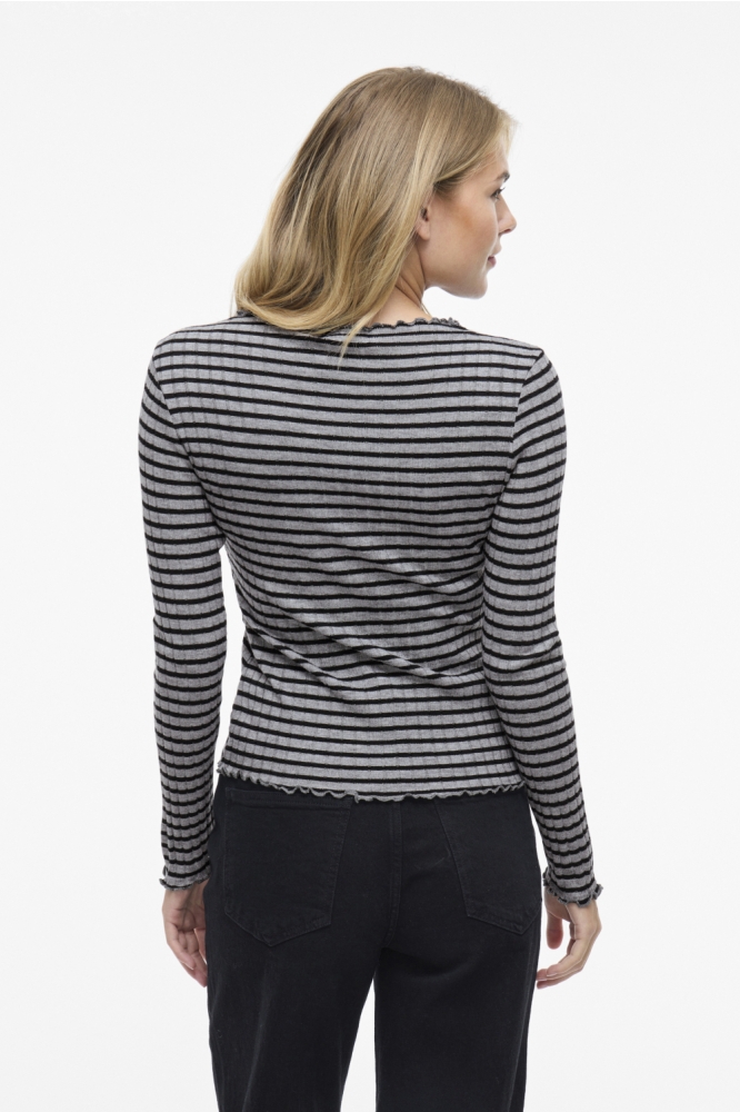 Vila grijze dames t-shirt | Model achteraanzicht