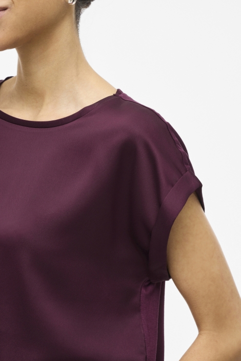 Vila bordeaux dames t-shirt | Close up