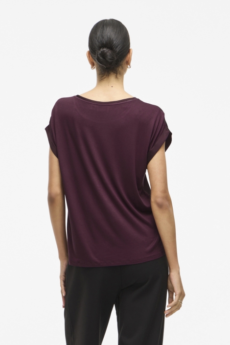 Vila bordeaux dames t-shirt | Model achteraanzicht