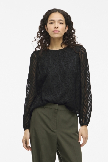 Vila VIMIKA O-NECK L/S TOP - NOOS 14107406 BLACK BEAUTY