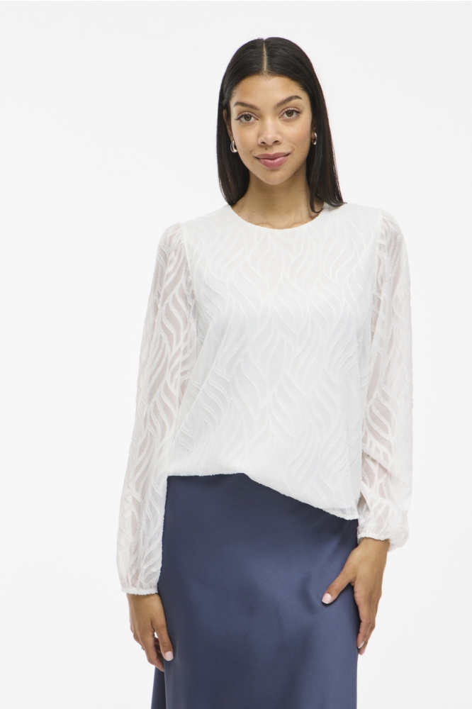 Vila witte dames t-shirt | Model vooraanzicht