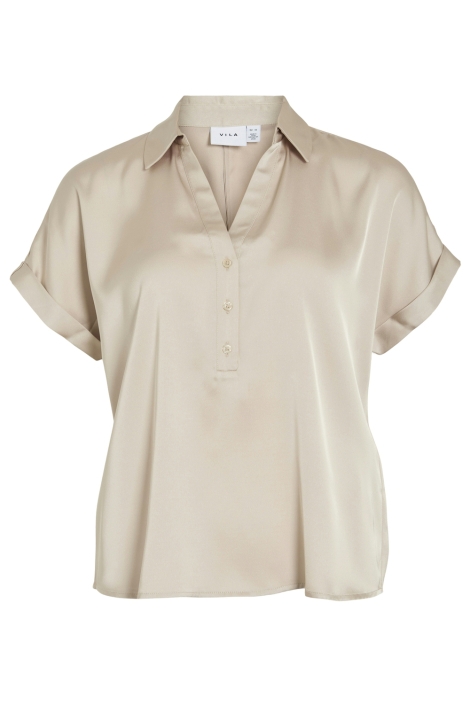 Vila beige dames t-shirt | Vooraanzicht