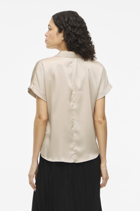 Vila beige dames t-shirt | Model achteraanzicht