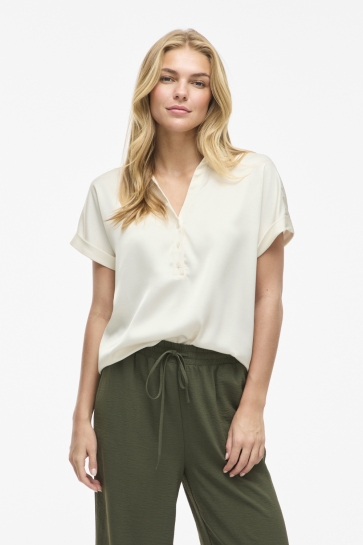 Vila VIENNA RAVENNA S/S TOP - NOOS 14107405 Cloud Dancer