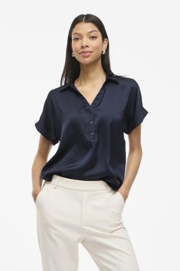 Vila VIENNA RAVENNA S/S TOP - NOOS 14107405 Navy Blazer