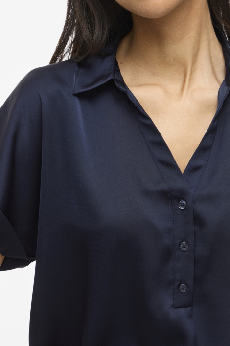 Vila blauwe dames t-shirt | Close up