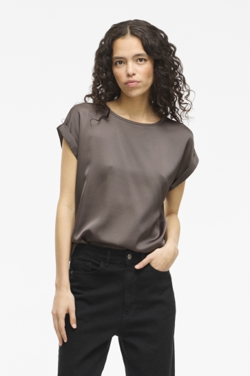 Vila VIELLETTE S/S SATIN TOP - NOOS 14059563 Falcon