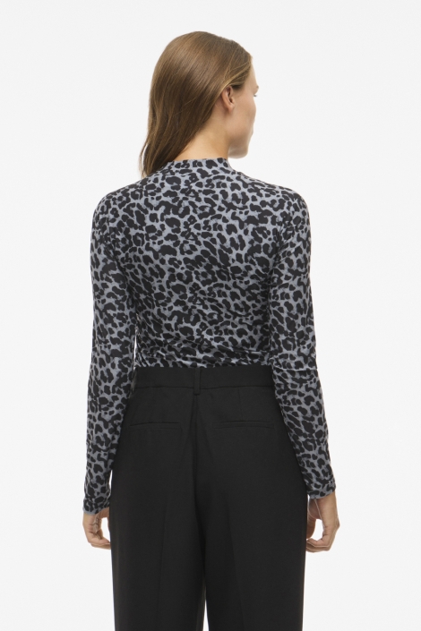 Vila grijze dames t-shirt | Model achteraanzicht