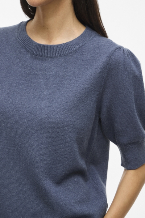 Vila blauwe dames trui | Close up