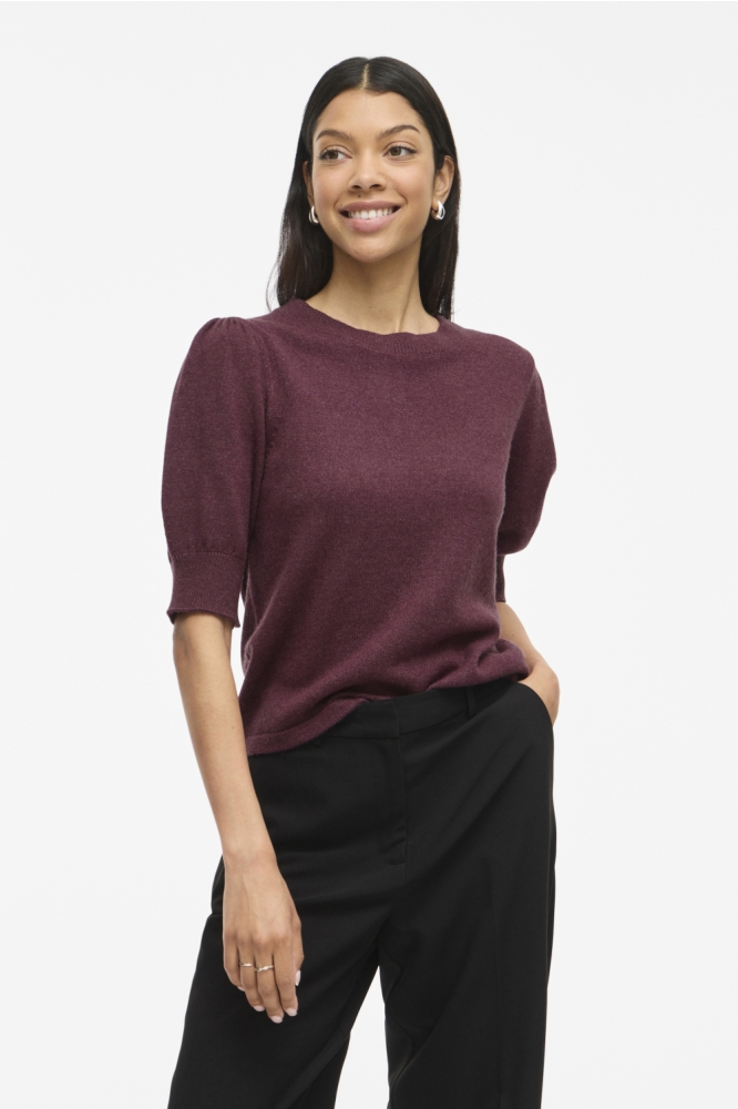 Vila bordeaux dames trui | Model vooraanzicht