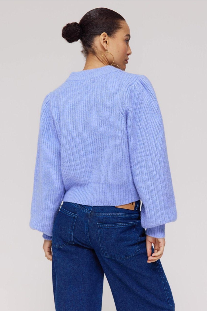 Harper & Yve blauwe dames trui | Model achteraanzicht