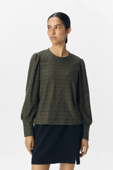 Object T-shirt OBJLAILA L/S RE TOP NOOS 23046626 KAMBABA