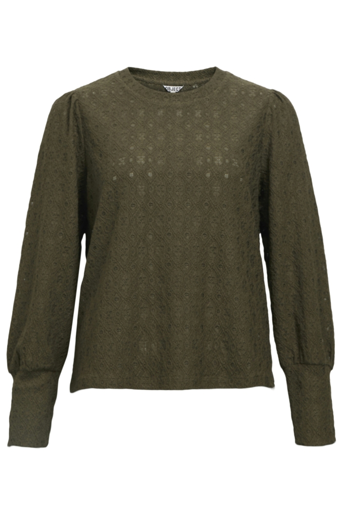 Object groene dames t-shirt | Vooraanzicht