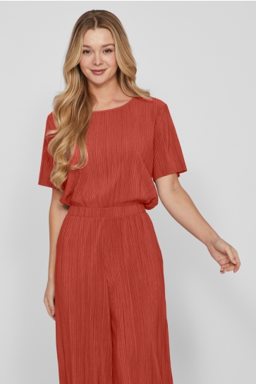 Vila VIPLISA O-NECK S/S TOP - NOOS 14089481 Paprika