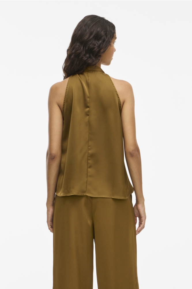 Vila groene dames top | Model achteraanzicht