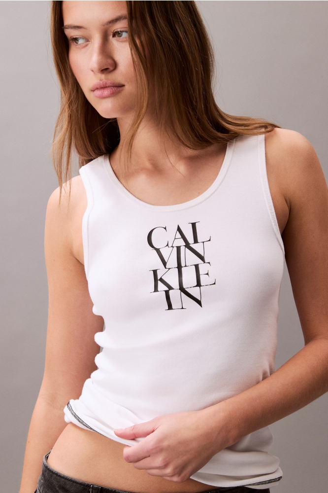 Calvin Klein witte dames top | Model vooraanzicht
