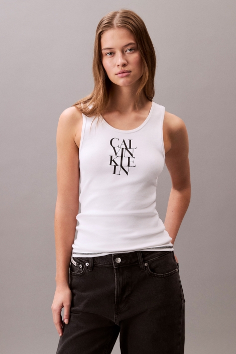Calvin Klein witte dames top | Model vooraanzicht