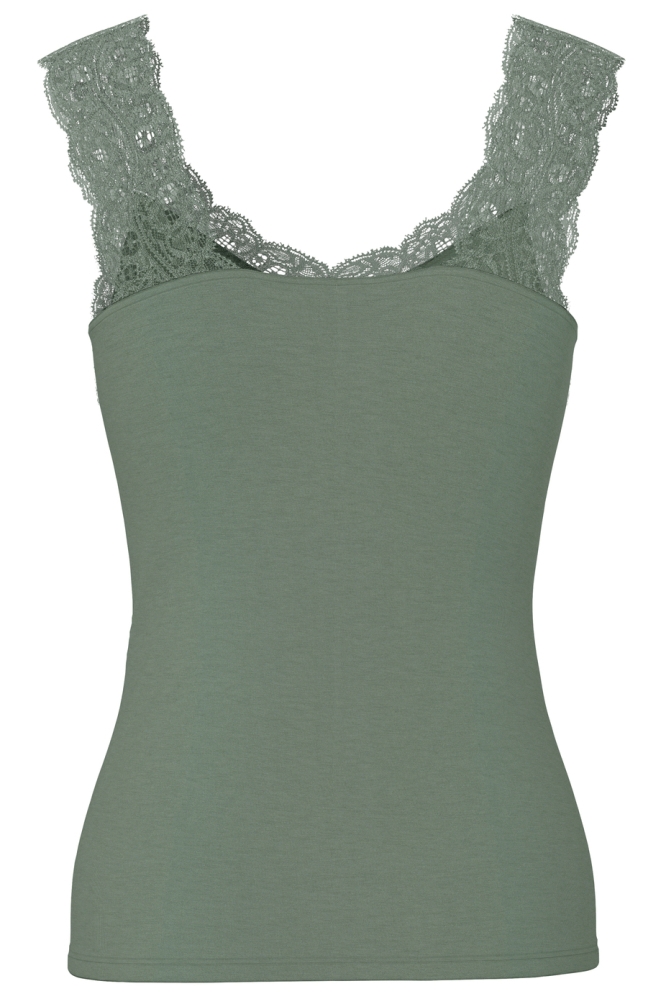 Pieces groene dames top | Achteraanzicht