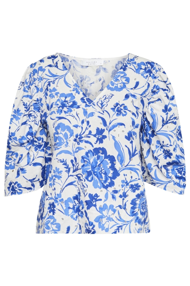SisterS point blauwe dames blouse | Vooraanzicht