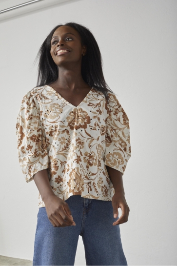 SisterS point Blouse GILMA N T2 18650 CREAM/BROWN