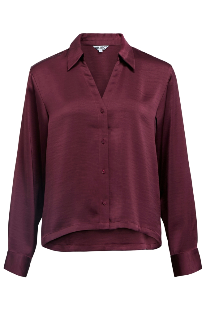 Object bordeaux dames blouse | Vooraanzicht