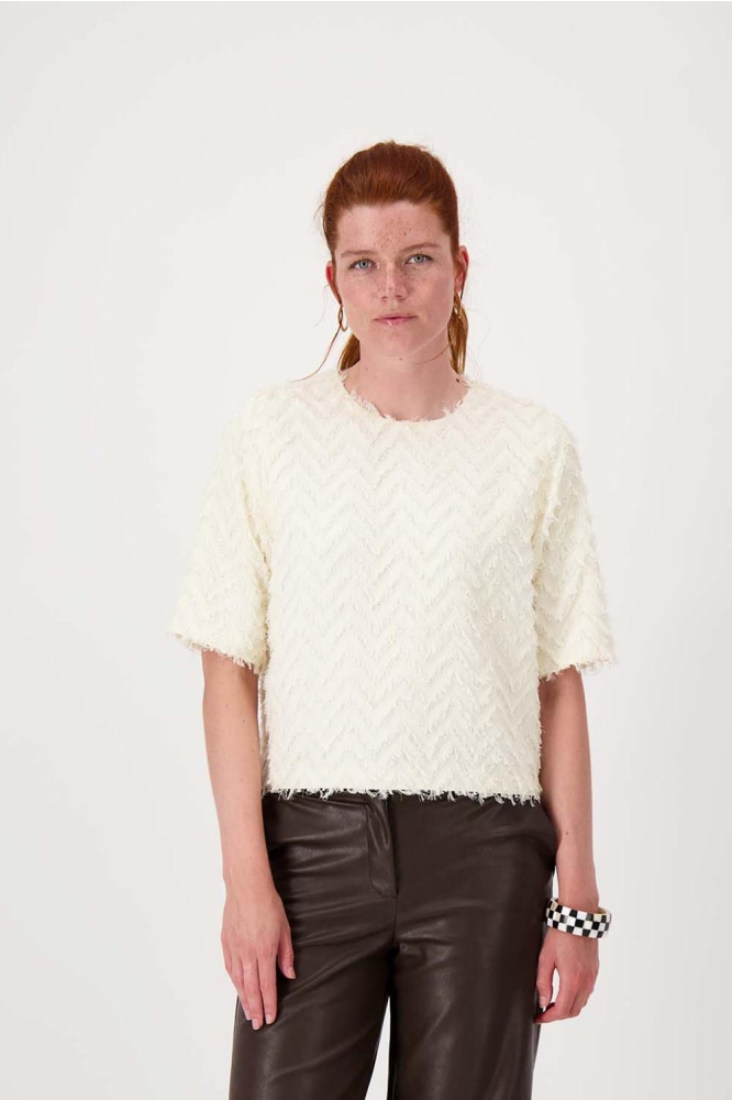 Zusss beige dames t-shirt | Model vooraanzicht