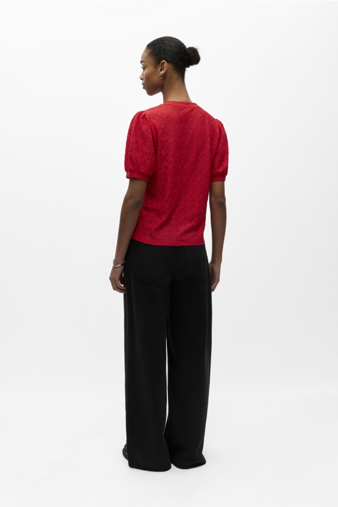 Object rode dames t-shirt | Model achteraanzicht