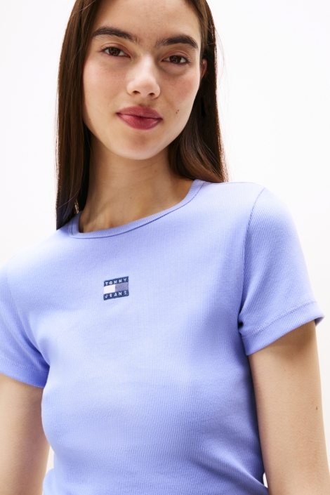 Tommy Jeans blauwe dames t-shirt | Close up