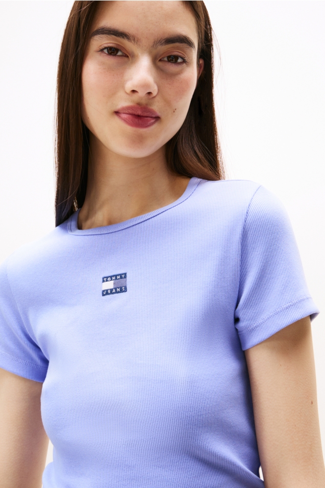 Tommy Jeans blauwe dames t-shirt | Close up