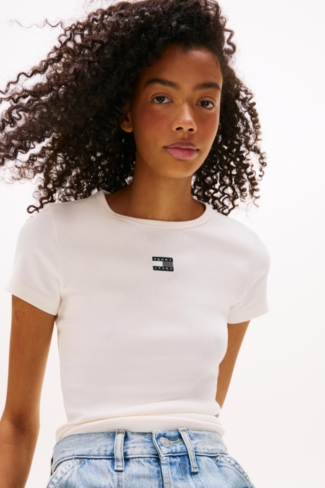 Tommy Jeans witte dames t-shirt | Close up