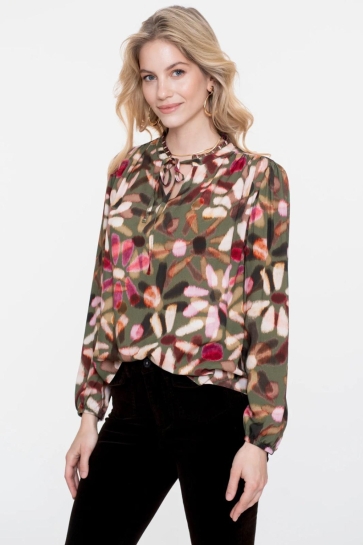 Geisha TOP MET SIERKOORD EN ECOLINE PRINT 53650 20 000530 GREEN/RED