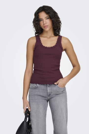Only ONLSARA SHARAI LIFE TANK TOP JRS NO 15345994 BURGUNDY