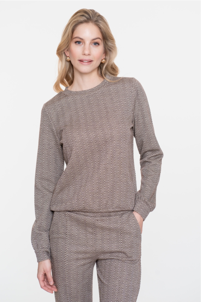 Geisha bruine dames trui | Model vooraanzicht