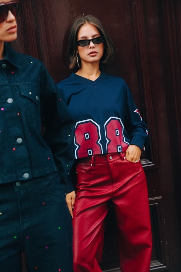 Refined Department CROPPED TOP WITH V NECK ULLA R2509810759 NAVY