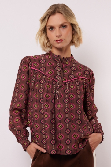 Fluresk Blouse RHODES TOP 25NSF02 522204 MOCHA BROWN/FRESH RASPBER