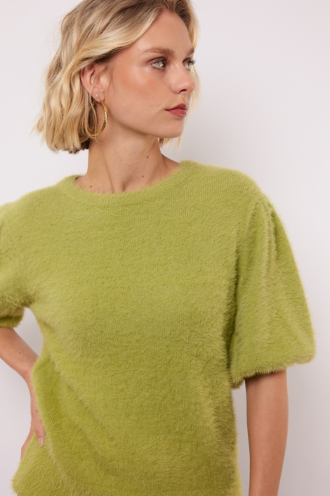 Fluresk groene dames trui | Close up