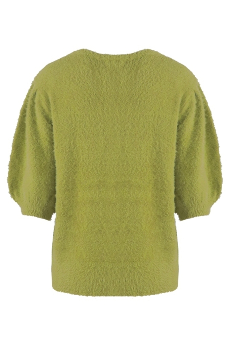 Fluresk groene dames trui | Achteraanzicht
