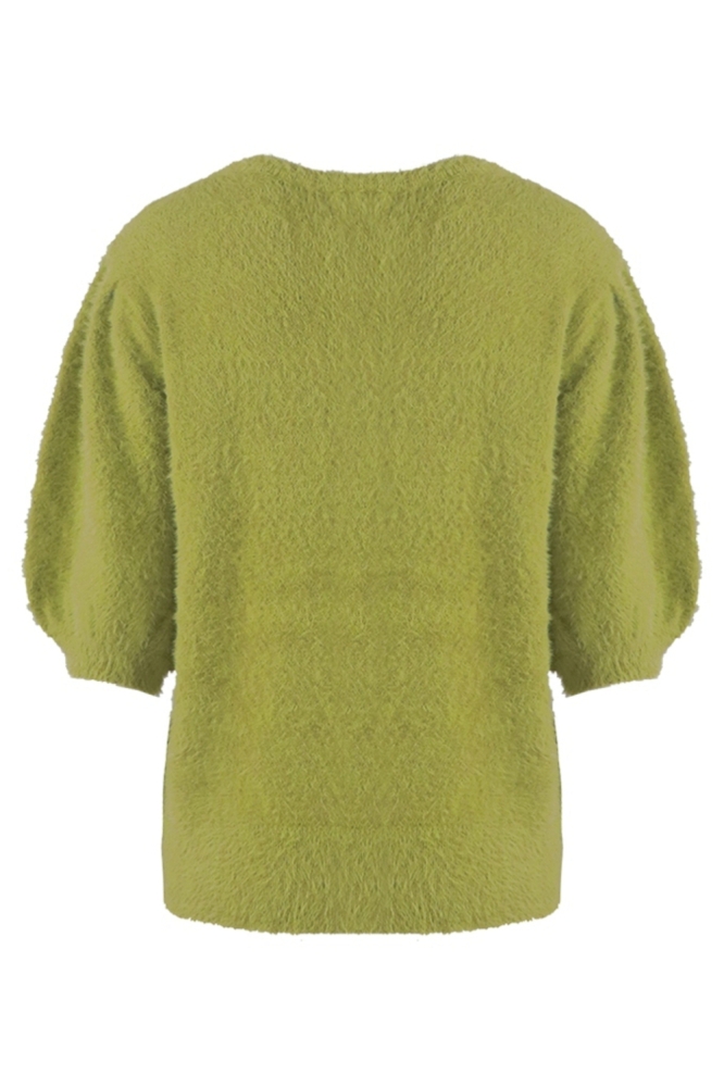 Fluresk groene dames trui | Achteraanzicht