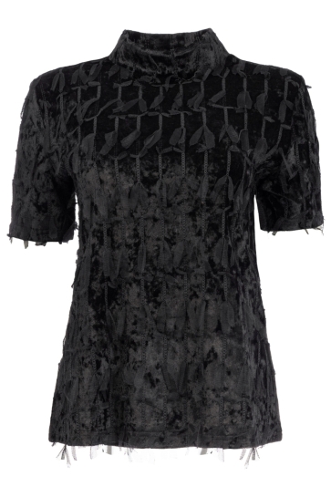 NED T-shirt MILANS PLAIN 1 2 SS VELVET FEATH 25W1 U377 01 Black