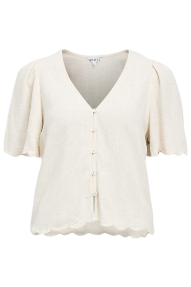 Object beige dames t-shirt | Vooraanzicht