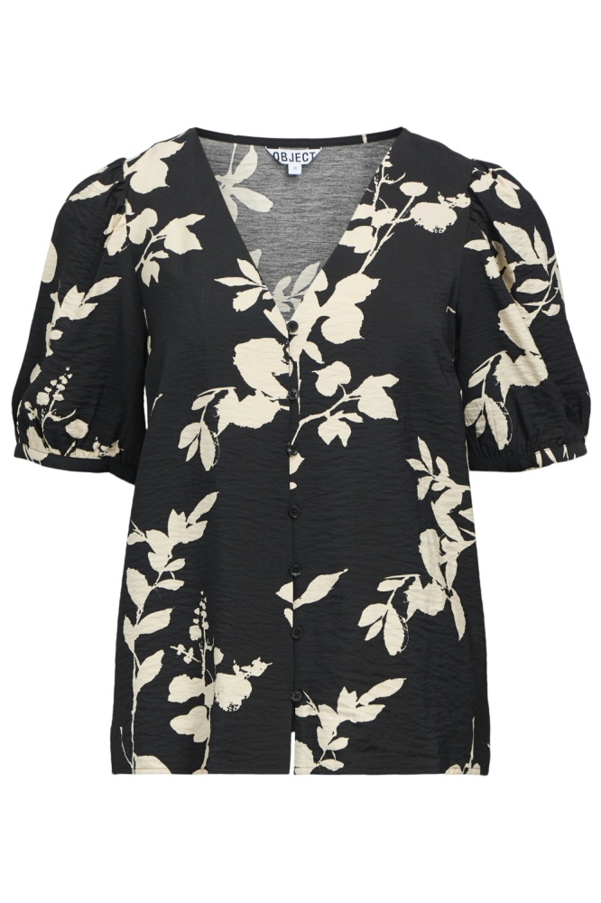 Object zwarte dames blouse | Vooraanzicht