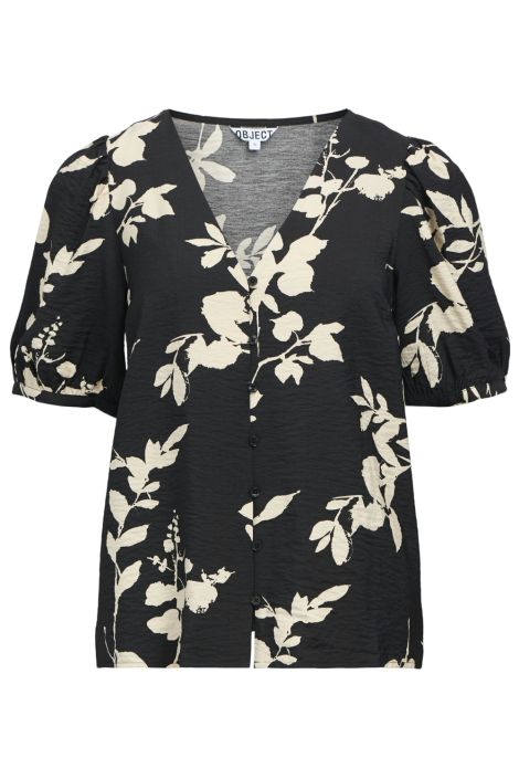 Object zwarte dames blouse | Vooraanzicht