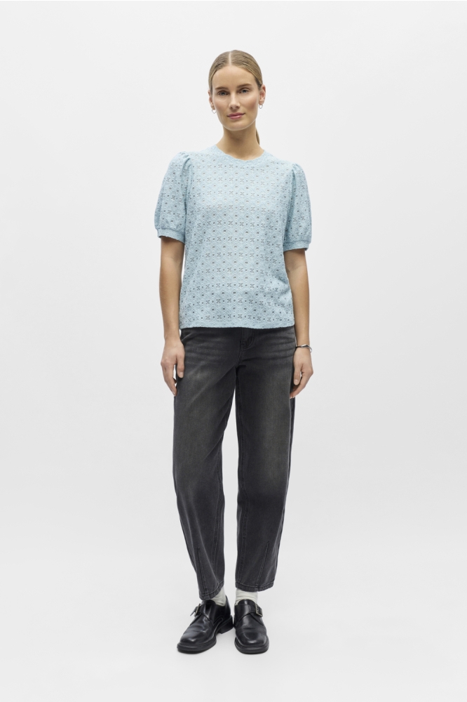 Object blauwe dames t-shirt | Model