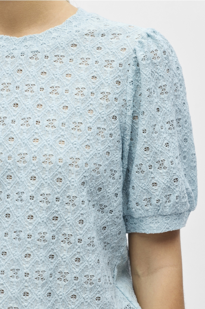 Object blauwe dames t-shirt | Close up