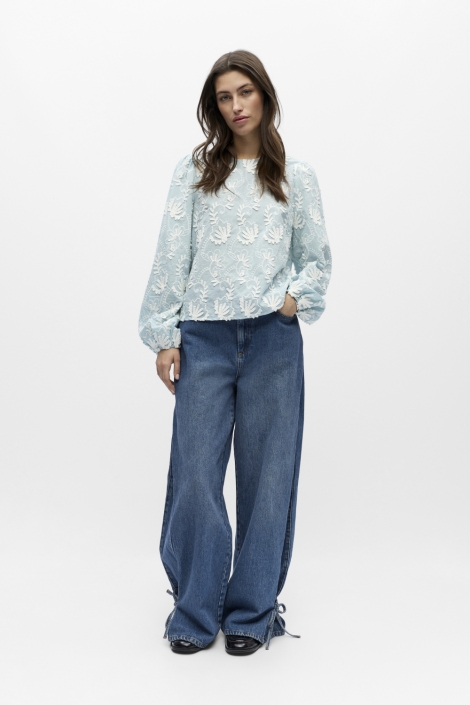 Object blauwe dames t-shirt | Model