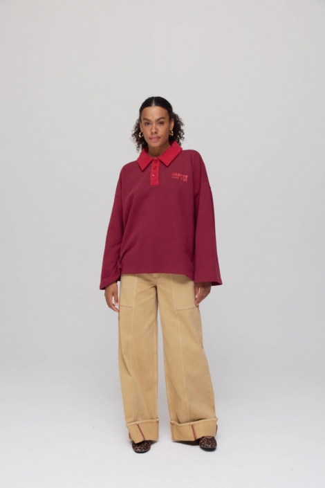 Harper & Yve bordeaux dames sweater | Model